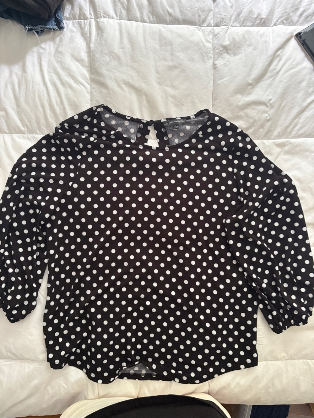 Adrianna Papell Black and White Polka Dot Blouse